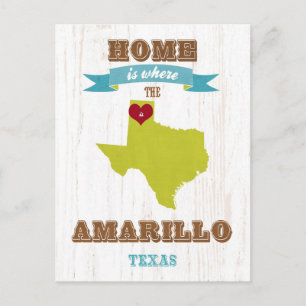 Cartão Postal Amarillo, Texas Map - Casa É Onde Está O Coração
