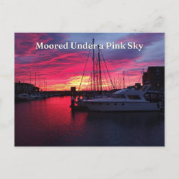 Cartão Postal Amarrado sob um céu rosa, Hartlepool Marina