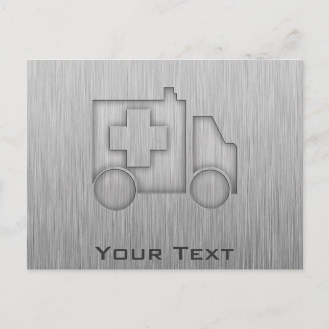 Cartão Postal Ambulância; Aspecto metálico (Frente)