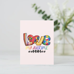 Cartão Postal Ame Mãe Autismo Consciência para Mães Orgulhosas