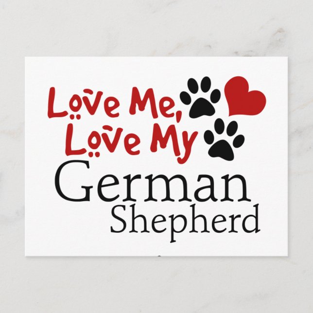 Cartão Postal Ame-Me, Ame O Meu German shepherd (Frente)