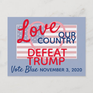Cartão Postal Ame o nosso país Derrotar Trump 2020 Eleição Az
