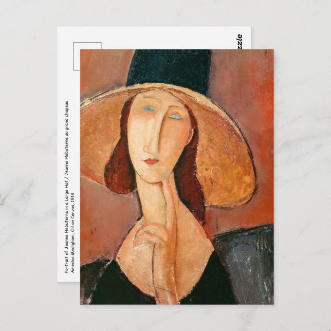 Cartão Postal Amedeo Modigliani - Jeanne Hebuterne em Grande Cha (Frente/Verso)