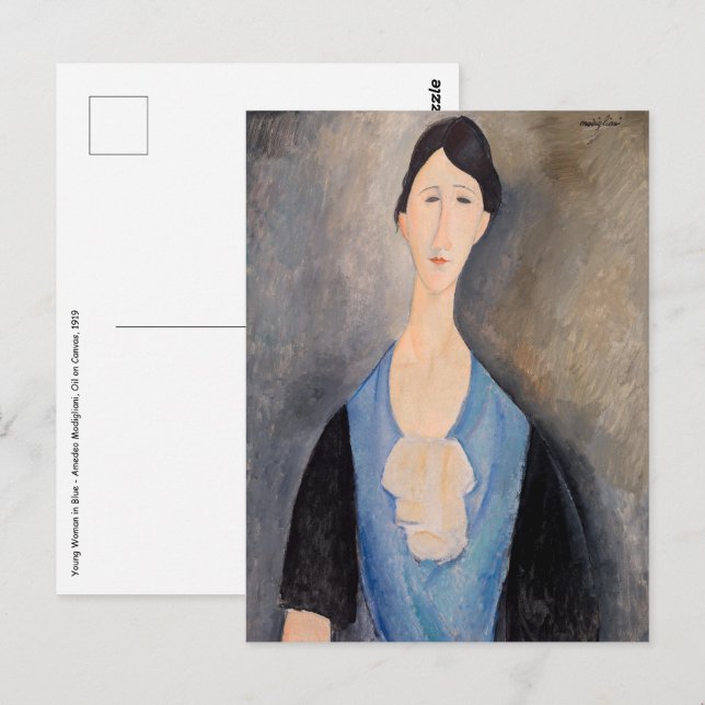 Cartão Postal Amedeo Modigliani - Jovem Mulher de Azul (Frente/Verso)