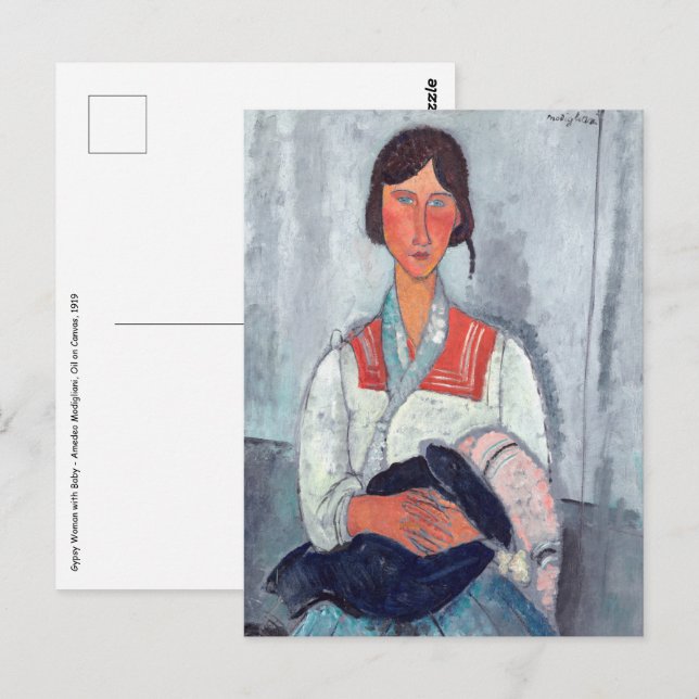 Cartão Postal Amedeo Modigliani - Mulher cigana com bebê (Frente/Verso)