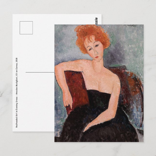 Cartão Postal Amedeo Modigliani - Vestido da Noite Ruiva (Frente/Verso)