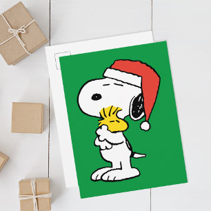 Cartão Postal Amendoins   Abertos de Natal do Snoopy & Woodstock
