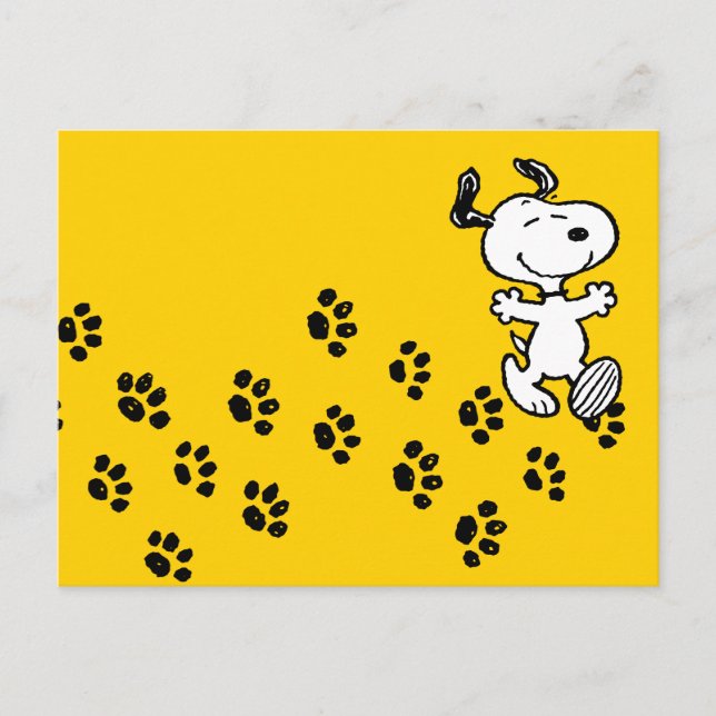 Cartão Postal Amendoins | Caminho de Impressão do Snoopy Paw (Frente)