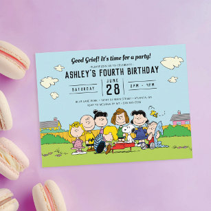 Cartão Postal Amendoins   Charlie Brown e Gang Birthday