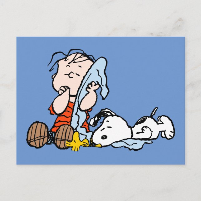 Cartão Postal Amendoins | Linus, Snoopy e Woodstock Dormindo (Frente)
