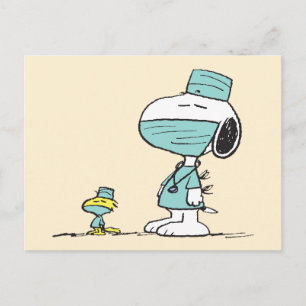 Cartão Postal Amendoins   Médicos Snoopy & Woodstock
