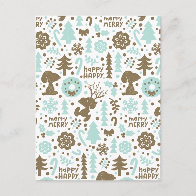 Cartão Postal Amendoins | Padrão de Natal Snoopy Frosty (Frente)