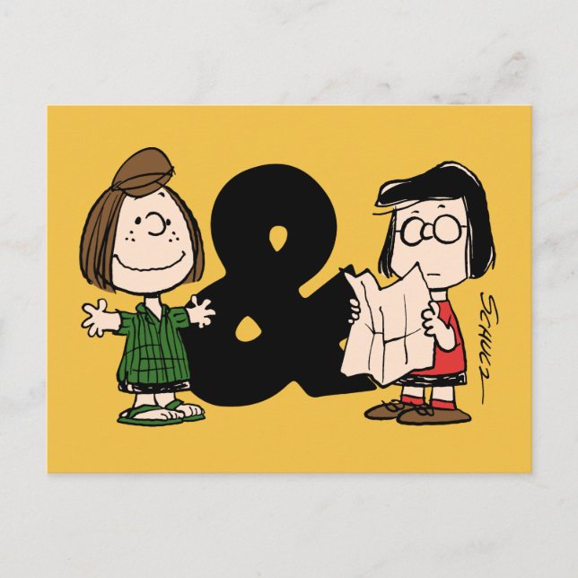Cartão Postal Amendoins | Peppermint Patty & Marcie (Frente)