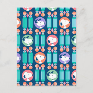 Cartão Postal Amendoins   Snoopy Azul Escuro Padrão Sonhos Deco