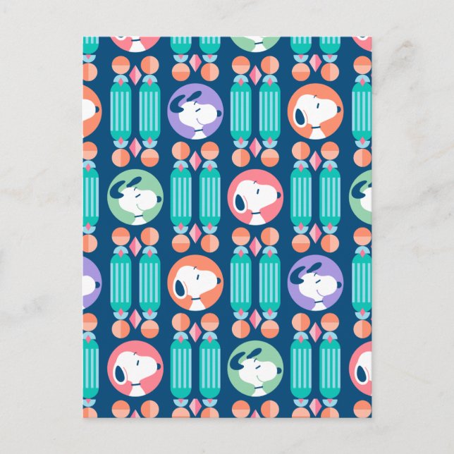 Cartão Postal Amendoins | Snoopy Azul Escuro Padrão Sonhos Deco (Frente)
