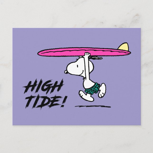 Cartão Postal Amendoins | Snoopy Correndo para o Mar (Frente)