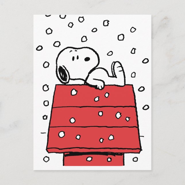 Cartão Postal Amendoins | Snoopy Doghouse Snowflakes (Frente)