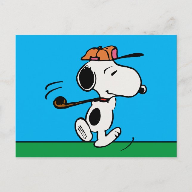 Cartão Postal Amendoins | Snoopy Golf Swing (Frente)