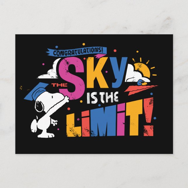 Cartão Postal Amendoins Snoopy O Céu É o Limite Graduação (Frente)