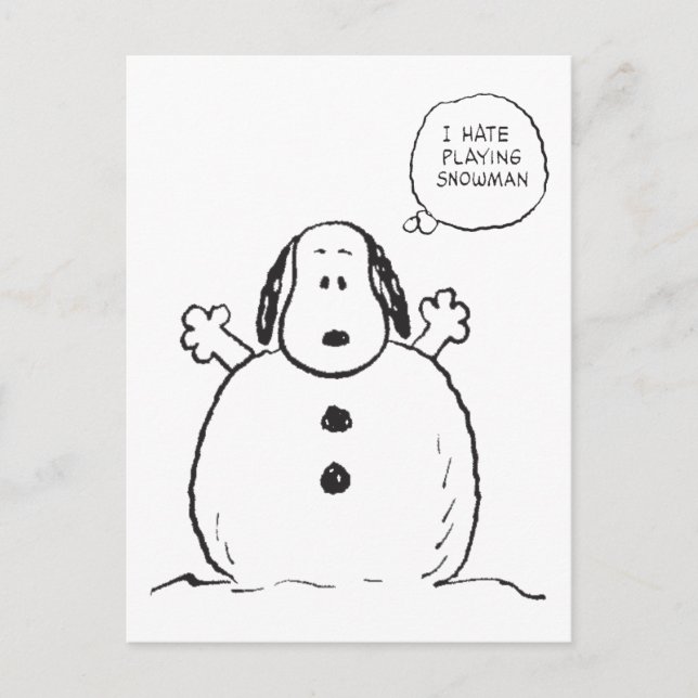 Cartão Postal Amendoins | Snoopy Playing Snowman (Frente)