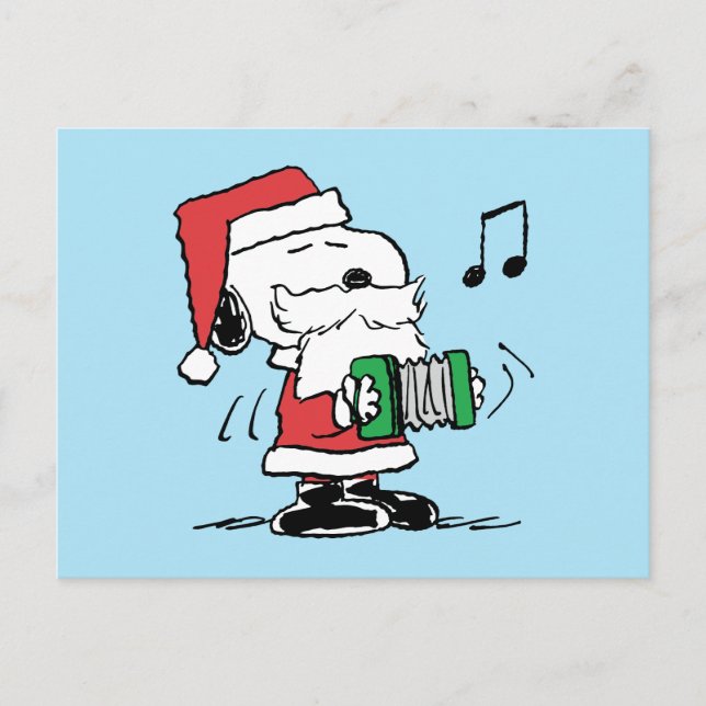 Cartão Postal Amendoins | Snoopy Santa Claus Accordian (Frente)