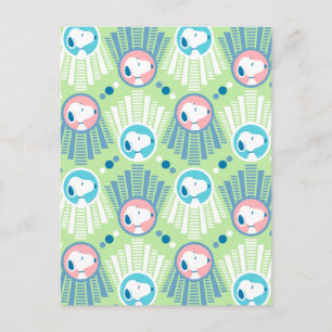 Cartão Postal Amendoins   Snoopy Verde Menta Padrão Sonhos Deco