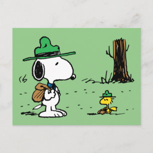 Cartão Postal Amendoins   Snoopy & Woodstock Acampando