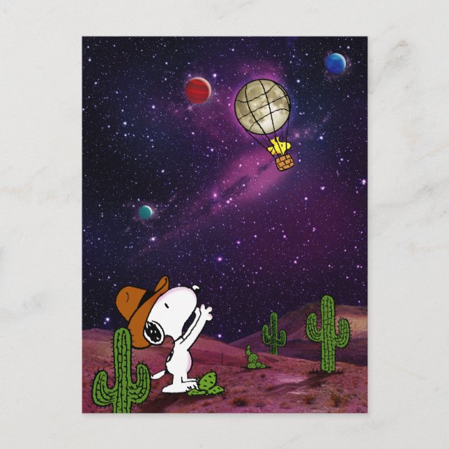 Cartão Postal Amendoins | Snoopy & Woodstock Cowboy (Frente)