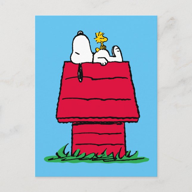 Cartão Postal Amendoins | Snoopy & Woodstock Doghouse (Frente)
