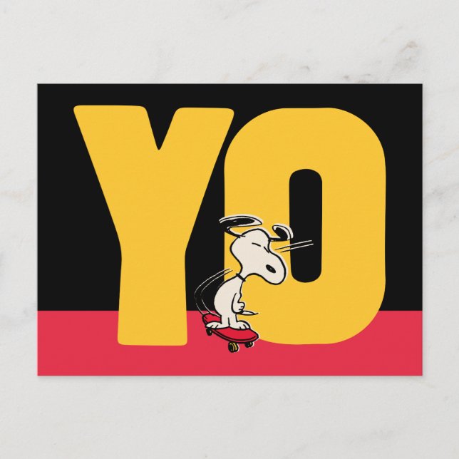 Cartão Postal Amendoins | Snoopy YO Skateboard (Frente)