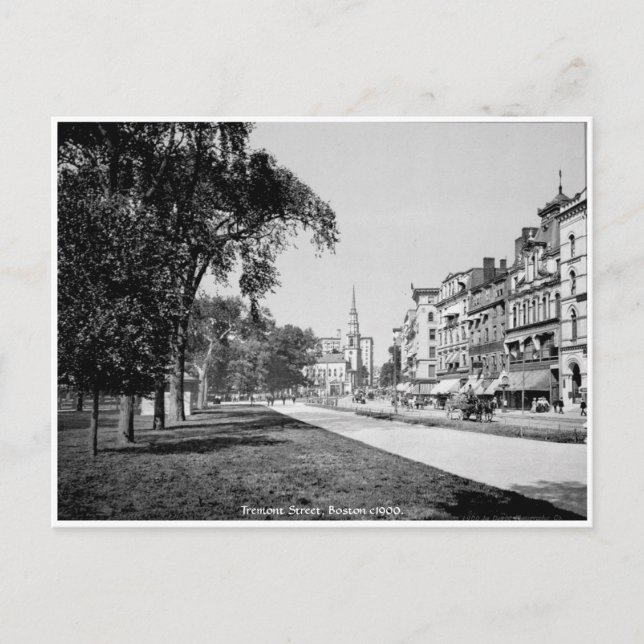 Cartão Postal América Antiga, Boston, rua Tremont (Frente)