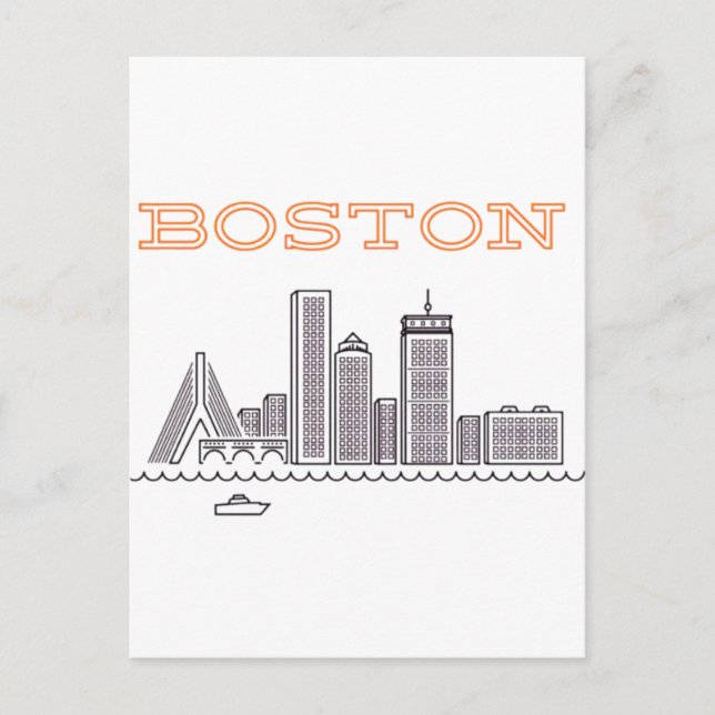 Cartão Postal América Boston City Skyline, Boston Mãe nos EUA Sk (Frente)