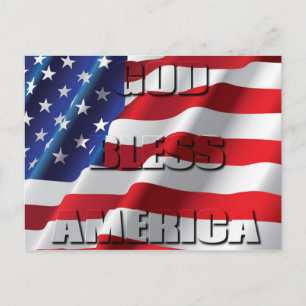 Cartão Postal América Deus abençoe Patriótica Na Bandeira Americ