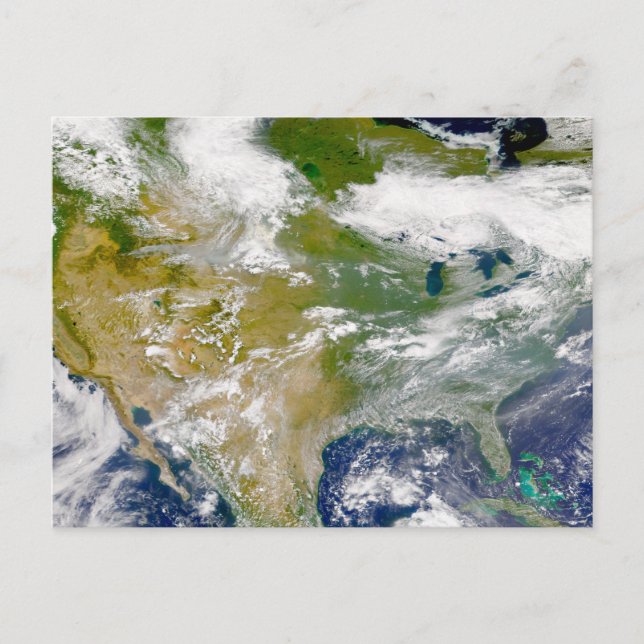 Cartão Postal América Do Norte Com Fumaça Visível Em Locais. (Frente)