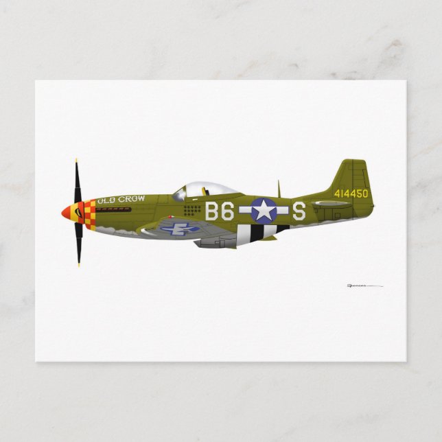 Cartão Postal América do Norte P-51D Mustang "Old Crow" (Frente)