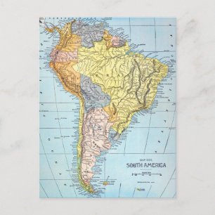 Cartão Postal ÁMÉRICA DO SUL: MAPA, c1890