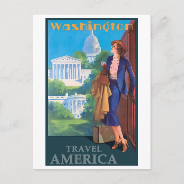 Cartão Postal América viagem, Washington DC, Retro (Frente)