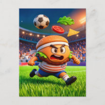 American burger soccer player charging across stad