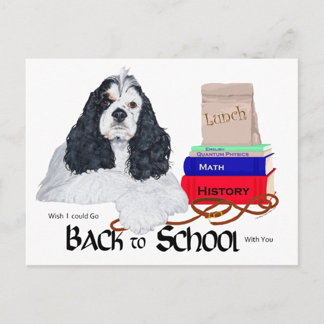Cartão Postal American Cocker Spaniel Volta às Aulas (Frente)