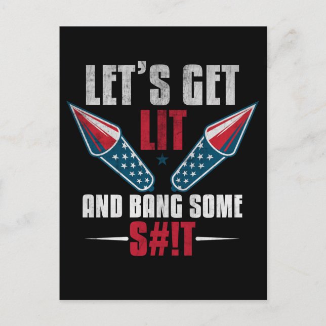 Cartão Postal American Flag 4th of July Fireworks Celebration (Frente)