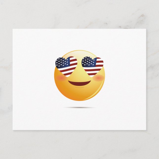 Cartão Postal American Flag Funny Emoji (Frente)
