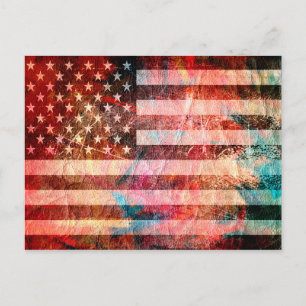 Cartão Postal American Flag Grunge Art nº 5
