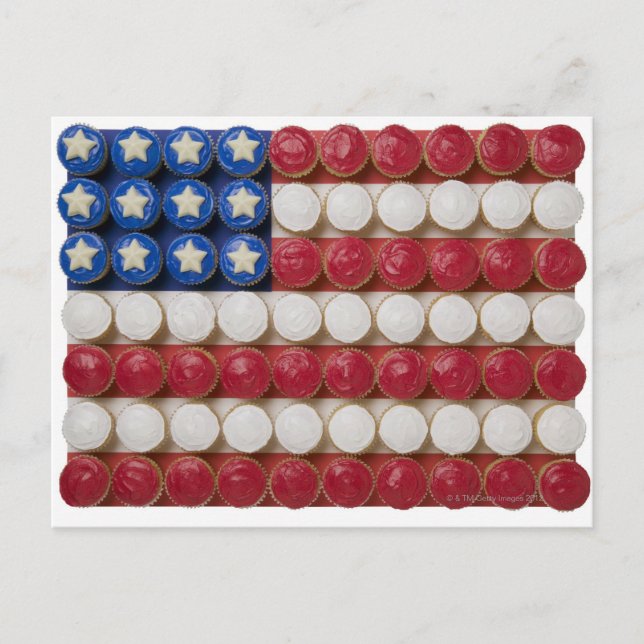 Cartão Postal American flag made of cupcakes (Frente)