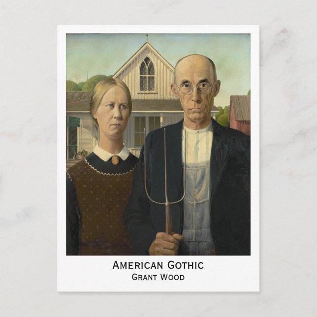 Cartão Postal American Gothic, Grant Wood Older Versão Postcard (Frente)