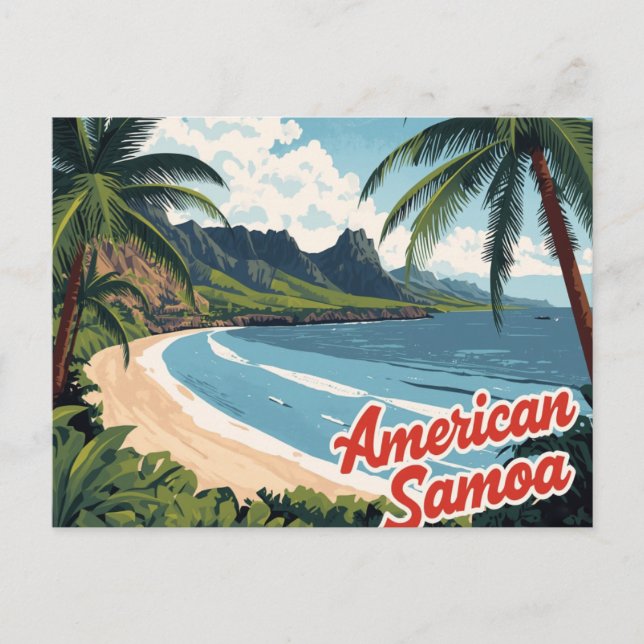 Cartão Postal American Samoa Tropical Beach Art (Frente)