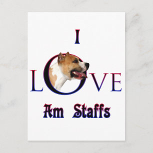 Cartão Postal American Staffordshire Terrier I Love