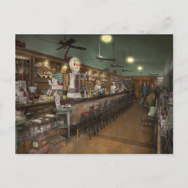 Cartão Postal Americana - Soda - Fonte de refrigerante da pessoa (Frente)