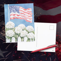 Americana Watercolor American Flag Hydrangeas