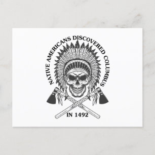 Cartão Postal Americanos nativos descobertos por Colombo no pres