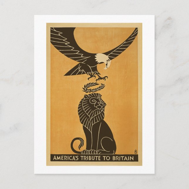 Cartão Postal Américas Homenageiam Grã-Bretanha WI Propaganda Gr (Frente)